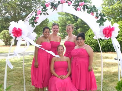 The bridesmaids.  I really wish that ribbon hadn't blown...